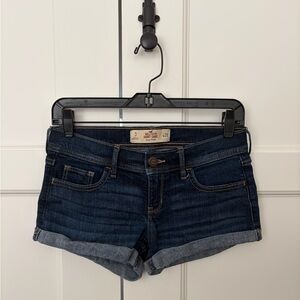 Hollister Low Rise Dark Wash Denim Shorts Size 3 (26 Waist) Cuffed